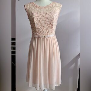 Women’s Formal Wear Dress, Sz 6, Pink, Lace Bodice, Sleeveless, David’s Bridal